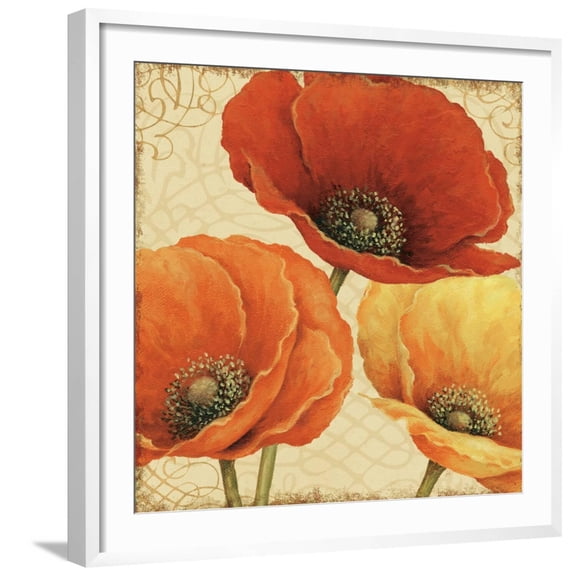 Art.com Poppy Spice I Art Print by Daphne Brissonnet, White Frame Wall Art, 29" x 29"