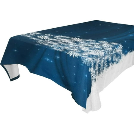 SKYSONIC 60"x108" Square Tablecloth with Snowflake Christmas Tree-1 Prints, Anti-Wrinkle and Smooth Table Cloth for Kitchen/Home Party Decoration