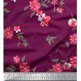 thumbnail image 1 of Soimoi Silk Fabric Leaves & Pink Flower Fabric Prints By Yard 42 Inch Wide, 1 of 1