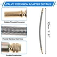 thumbnail image 3 of 1 Set de Extensión de Válvula de Neumático de Cobre de 180 Grados con Extensión de Vástago de Válvula de Neumático de Acero Inoxidable de 300 mm para Coche, Motocicleta, RV, Camión, Bicicleta, 3 of 6