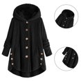 thumbnail image 3 of Womens Button Up Sherpa Jacket with Pockets Plaid Fleece Hoodie Winter Coat Outerwear, 3 of 7