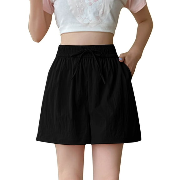 Womens Ice Silk Bermuda Shorts High Waisted Wide Leg with Drawstring Quick-Dry Summer Casual Sports Shorts Lightweight Comfort Jersey Pants