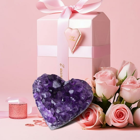 Isvgxsz Amethyst Crystal Cluster Heart Stones and Healing Crystals Gemstones Natural Amethyst Stone Mineral Geodes Reiki Energy Gifts for Women Men