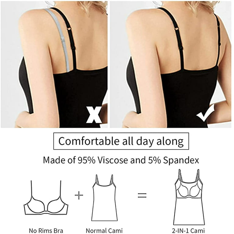 Roaman's Women's Plus Size Bra Cami With Adjustable Straps Stretch Tank Top Built  In Bra Camisole 