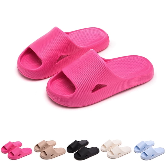 Miluxas Women's Cloud Cushion Slides, Non-Slip Shower Slippers with Cut-Out Design, Soft Thick Sole Indoor & Outdoor Slides White 10-10.5 (44)