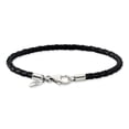 thumbnail image 2 of Reflections Sterling Silver Black Leather Lobster Clasp Bead Bracelet 8.25 inches, 2 of 3