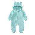 thumbnail image 4 of Letdown Baby Sherpa Bunting Suit with Bear Hood, Long Sleeve Zipper Snowsuit Warm Winter Romper Outfits (Light Blue,18-24 Months), 4 of 4