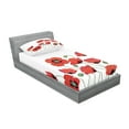 thumbnail image 2 of Ambesonne Floral Fitted Sheet & Pillow Sham Set, Natural Poppy Garden, Twinxl, Orange Green, 2 of 2