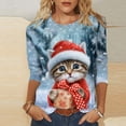 thumbnail image 2 of Jsaierl Womens Christmas Shirts Plus Size Cat Graphic Tees Loose Fit Ladies Round Neck T-shirt 3/4 Sleeve Holiday Blouse Tops S-5XL, 2 of 6