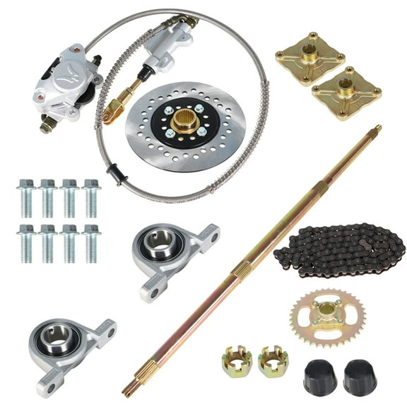 SEBLAFF Rear Axle Assembly Kit with Shaft & Hub & Chain & Brake Master Cylinder Replacement for 32 Inch Go Kart ATV