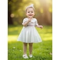 thumbnail image 6 of BemeyourBBs Toddler Baby Girl Birthday Dress Outfit 1 2 3 4 Years Old Birthday Summer Clothes Pull Short Sleeve Letters Embroidery Polka Dot Smocked Dress Little Girl Princess Party Dress, 6 of 9