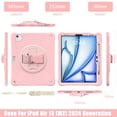 thumbnail image 2 of for iPad Air 13" 2025/2024 Case, Durable Sturdy Protection Case with Rotation Stand, Portable Hand Strap and Shoulder Strap Pencil Holder, Heavy Duty Shockproof Anti-Drop Cover, Pink, 2 of 20