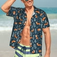 thumbnail image 7 of Honeii Playful Foxes Forest Blues Print Men’s Hawaiian Shirt,Classic Button-Down Short Sleeve Shirt, for Beach, Vacation, and Outdoor Activities,X-Large, 7 of 7