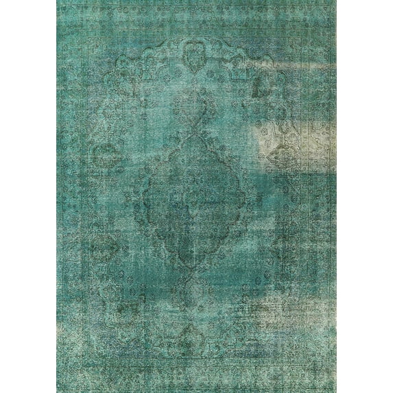 Ahgly Company Indoor Rectangle Mid-Century Modern SeaGreen Oriental Area Rugs, 2' x 5'