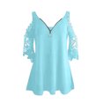 thumbnail image 4 of Tops de Blouse à Col Rond et à Fermeture Éclair en Demi-Manche pour Femmes, 4 of 6