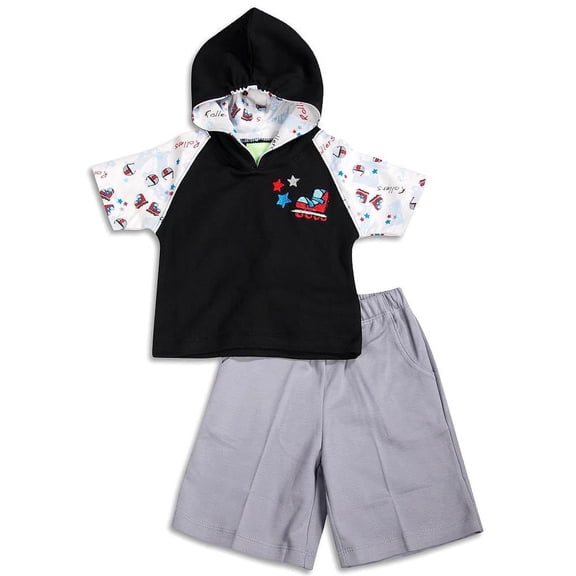 Snopea - Baby Boys Roller Champ Hoodie Pant Set 29674-6Months (ROLLER SKATES BLACK)