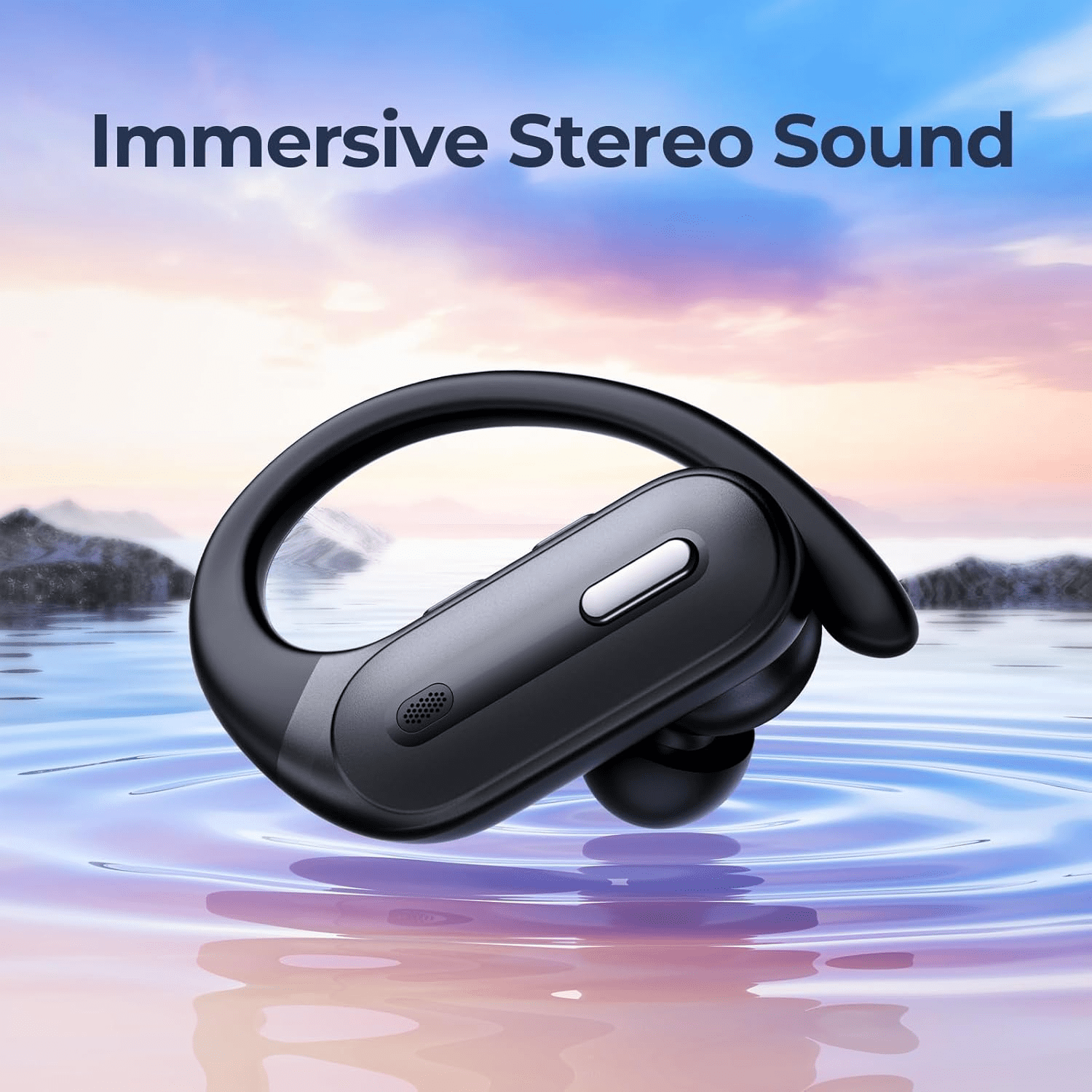 Active Noise Cancelling Wireless Earbuds Bluetooth Headphones 90 Hrs Playtime Ear Buds with Hi-Res Stereo Power Display Earphones with Earhooks Waterproof Transparency Headset Sports/Running