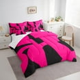 thumbnail image 3 of Manfei Neon Geometric Bed in a Bag Queen Size,Modern Abstract Art Bed Set,Hotpink Black Bedding Queen Size,Microfiber Room Decoration Reversible,7 Pieces, 3 of 7