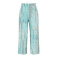 thumbnail image 4 of Ruimatai Women's Casual Printed Straight Leg Pants Rolled Hem Comfortable Stretch Polyester Elastic Waist Daily Wear Sport Lounge Plus Size, 4 of 5