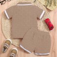 thumbnail image 4 of HCNTES Toddler Boy Dressy Outfit Trendy Knit Polo with Contrast Tape and Shorts for Brunch Summer Toddler Boy Clothes, 4 of 5
