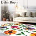 thumbnail image 2 of ODIKA 8'x10' Machine Washable Non-Slip Area Rug, Blossom Crochet Kit Springtime Garden Design High Traffic Rug, Red, 646466, 2 of 7