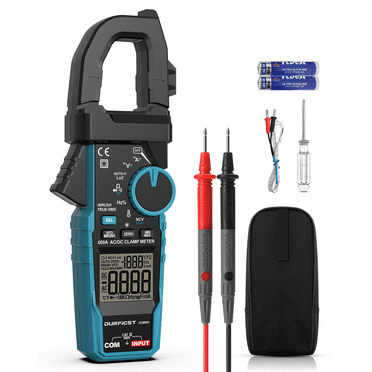 Clamp Meter DURFICST Digital Inrush Clamp Multimeter AC/DC 600A 6000 Counts Amp Voltage Tester with VFD, LOZ Mode，Measures AC/DC Current Voltage NCV Temperature Resistance Capacitance Frequency