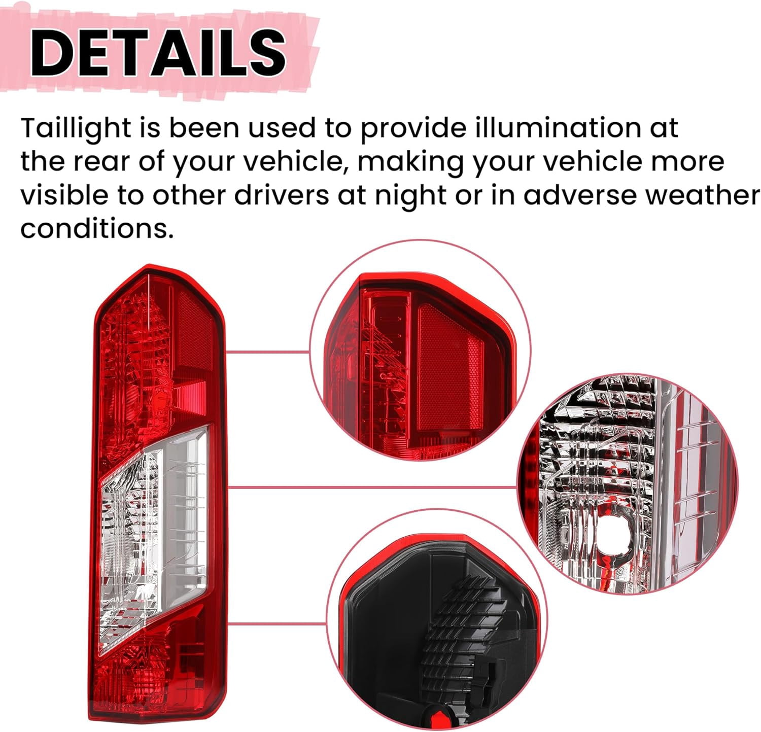 Kojem Passenger Right Side Tail Light Brake Lamp for 2015-2023 Ford Transit 150 250 350 350HD Replacement for CK4Z13404A FO2801242