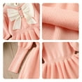 thumbnail image 5 of Plebaso Girls Knitted Dresses Long-sleeved Solid Color Bow Sweater Princess Dress Baby Spring And Fall Clothes, 5 of 6