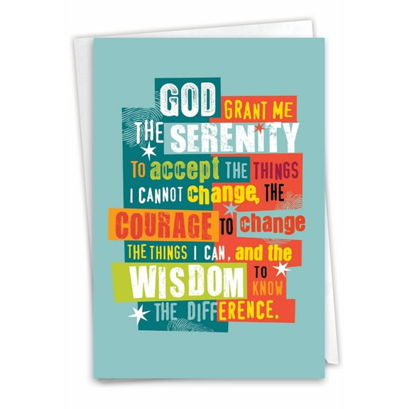 1 Funny Recovery Card with Envelope - Serenity Sobriety Prayer Recovery C3688AAG