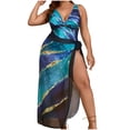 thumbnail image 2 of ZHUGeLI Women's Two Piece Plus Size Swimsuits with Beach Cover up Skirt Sarong Retro Marble Print Bikini Set Bathing Suit, 2 of 8