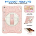 thumbnail image 4 of ELEHOLD Case for iPad 9th/8th/7th Generation, Heavy Duty Shockproof Case with Pencil Holder/Stand/Hand Strap/Shoulder Belt, Rugged Protective Cover for Boys Girls,Pink, 4 of 10