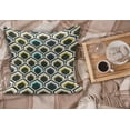 thumbnail image 2 of Geometric Fluffy Throw Pillow Cushion Cover, Overlapping Hexagonal Shapes with Retro Colored Chevron Elements Tile, Rectangle Accent Pillow Case, 26" x 16", Black Sky Blue Yellow, by Ambesonne, 2 of 5