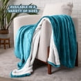 thumbnail image 3 of Bare Home Plush Sherpa Bed Blanket - Fluffy & Soft - Reversible - Lightweight - Full/Queen, Caribbean Sea, 3 of 10