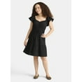 thumbnail image 2 of Time and Tru Women's Sweetheart Mini Dress with Flutter Sleeves, Sizes XS-3XL, 2 of 5