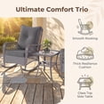 thumbnail image 4 of UDPATIO Outdoor PE Wicker Rocking Chair Set, 3 Piece Patio Set with Side Table, Outdoor Furniture Set for Backyard, Porch, Balcony, Poolside, Grey, 4 of 9