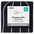 thumbnail image 5 of Mainstays 3-Piece 220 Thread Count Grey Stripe 100% Peached Cotton Dreamy Soft Bed Sheet Set, Twin/Twin XL, 5 of 7