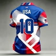 thumbnail image 5 of Soccer Cup 2026 Jersey USA Soccer for Men with Wavy Red White Blue Stripes and Polo Collar Short Sleeves Featuring Breathable Fabric for Game Day Parties Tailgating Events Blue XL, 5 of 5