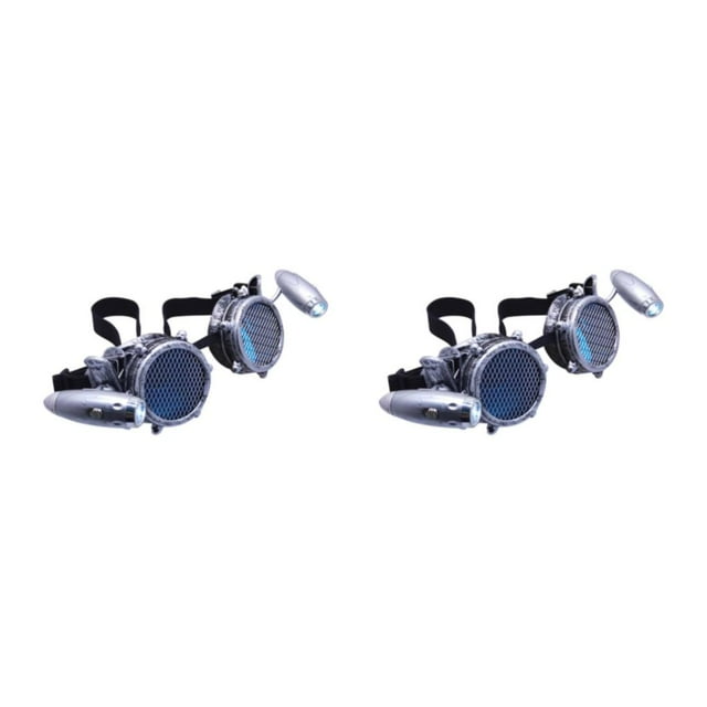 yingyy Lunettes Style Steampunk Uniques avec Vintage Distinctif pour Halloween Rivet Rétro Argent 2 Ensembles