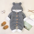 thumbnail image 5 of Weebloom Boys Sweater Baby Plus Velvet Winter Warm Coat Knit Outwear Hooded Jumpsuit Tops Sweaters 3-6 Months Grey, 5 of 5