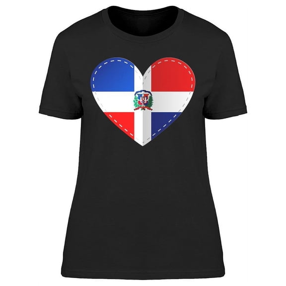 Dominican Flag Heart Design T-Shirt Women -Image by Shutterstock, Female 3X-Large