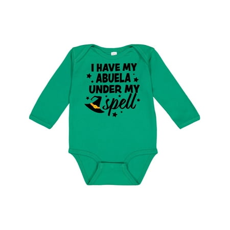 

Inktastic I Have My Abuela Under My Spell with Cute Witch Hat Gift Baby Boy or Baby Girl Long Sleeve Bodysuit