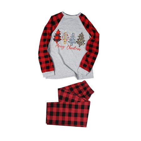 

Nomeni Matching Family Pajamas Sets Christmas Sleepwear Letter And Plaid Printed Long Sleeve Tee And Bottom Loungewear (Mom)