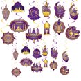 thumbnail image 1 of Decoraciones de techo Eid Mubarak, 48 piezas Eid Mubarak decoraciones colgantes Eid Mubarak remolinos de lámina de techo para, 1 of 8