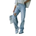 thumbnail image 3 of Qarigey Mujer Jeans Loose-Fit Vintage Estética Agujero rasgado Pantalones de mezclilla destruidos Pantalones Ropa de calle Prendas para la parte inferior del cuerpo S Qarigey AP011127-01, 3 of 6