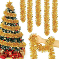 thumbnail image 1 of 15m Guirnalda Navideña De Oropel Decoraciones Para Árbol Xtellar dorado, 1 of 4