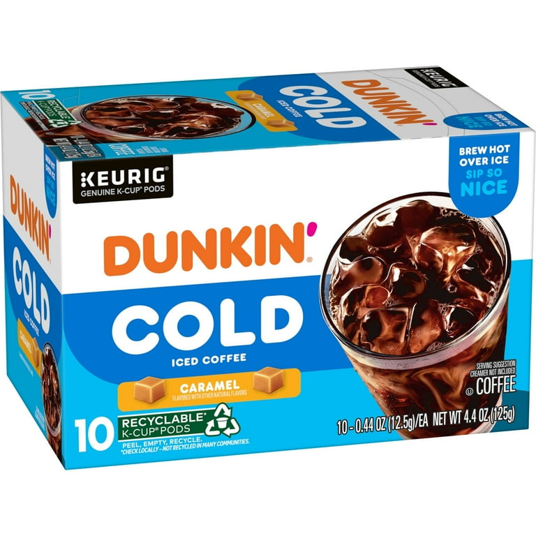 Dunkin', Cold Iced Coffee, Caramel K-Cup Pods, 10 Count Box - Walmart.com