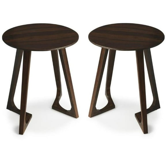 Home Square End Table in Dark Brown - Set of 2