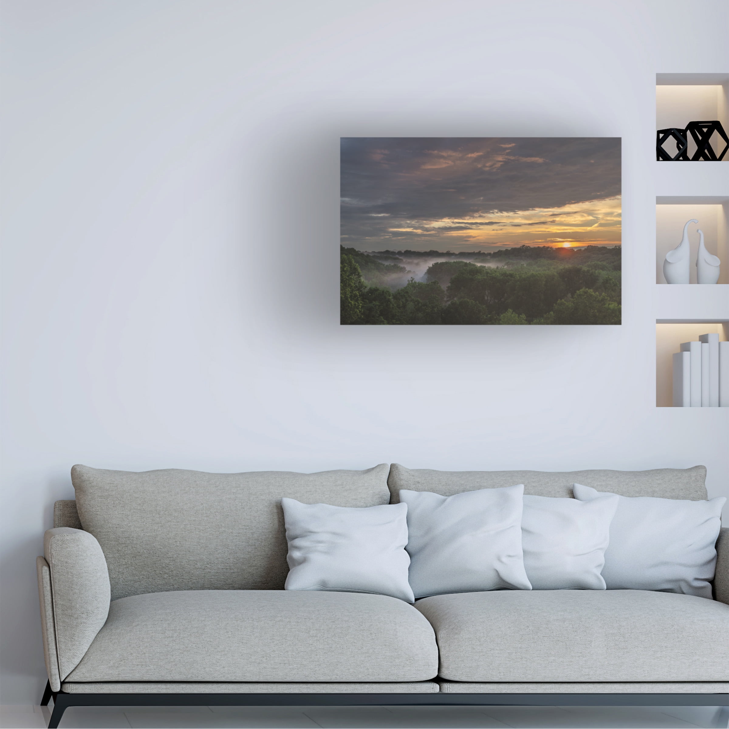Kurt Shaffer Photographs 'Foggy Misty Sunset In Ohio' Canvas Art