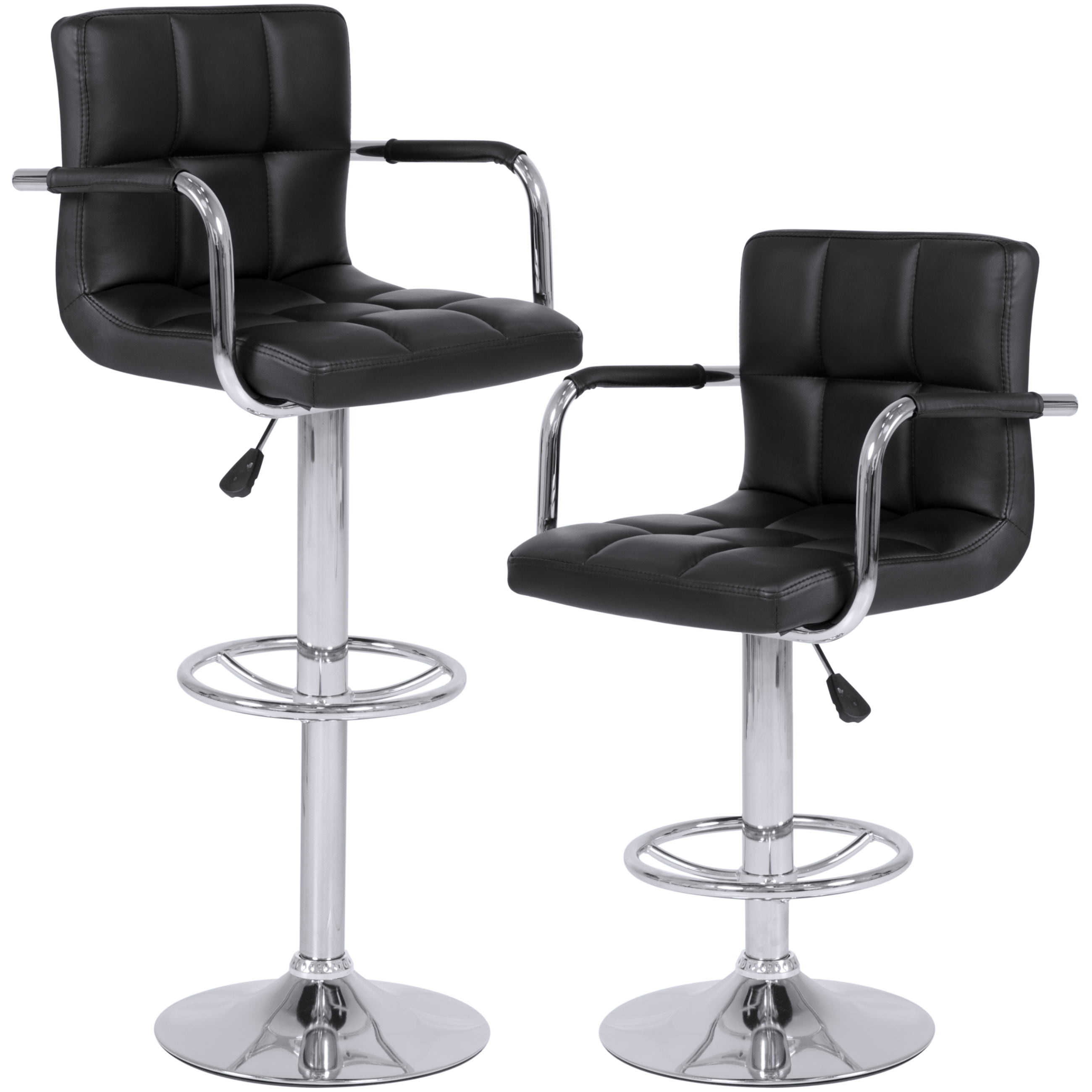 Set of 2 Swivel Hydraulic Height Adjustable Leather Pub Bar Stools Chair Black by Best Choice Products