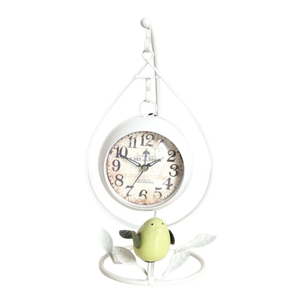 Reloj de rústico que no hace tictac, estante de analógico, reloj blanco Zulema Despertador de escritorio